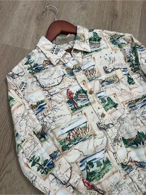 Pendleton 100% Cotton Oregon Coast Novelty Print Button Down Long Sleeve Top